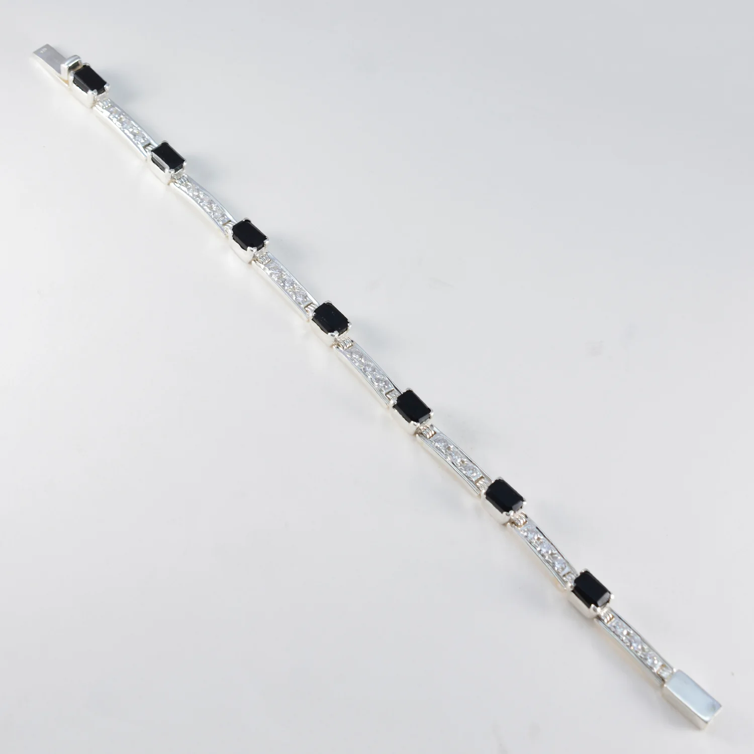 Black Onyx Color Day Minimal Black 925 Silver Tennis Bracelet - Image 3