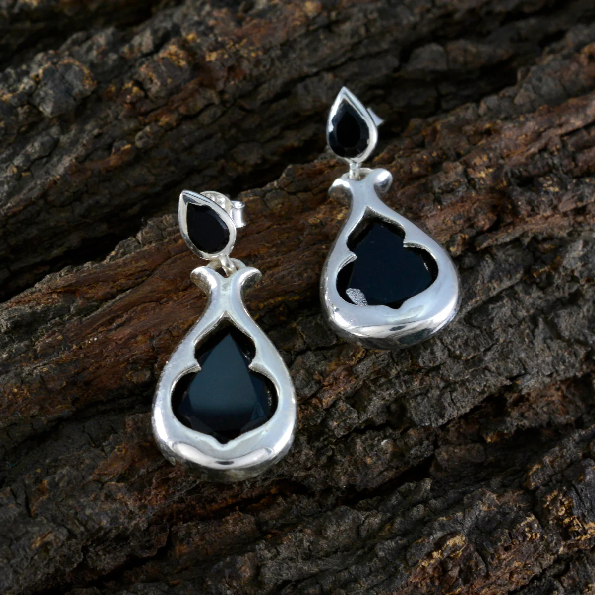 Black Onyx Egyptian Ellie Toi et Moi Stud Black 925 Sterling Silver Earring - Image 3