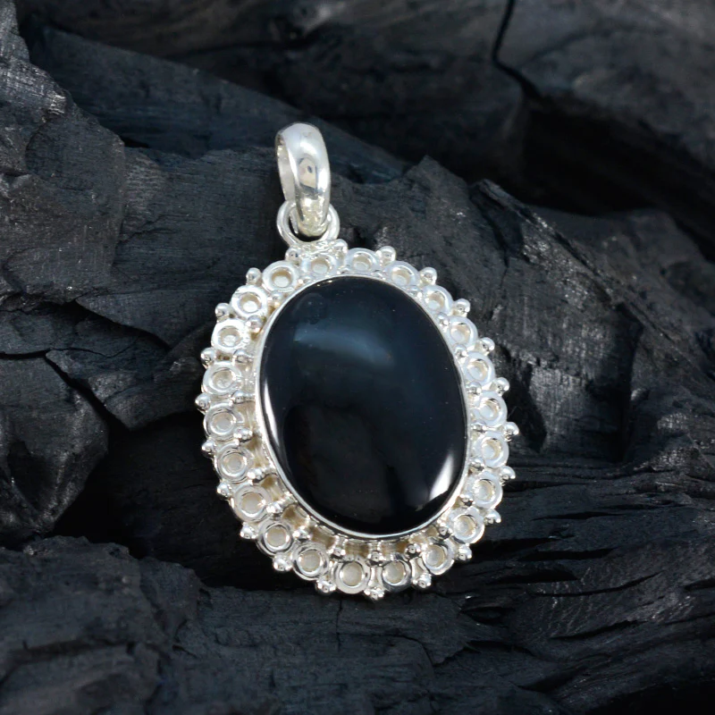 Black Onyx Essential American Sterling Silver Solitaire Yasmine Rope-Wire Black Pendant Jewellery - Image 4