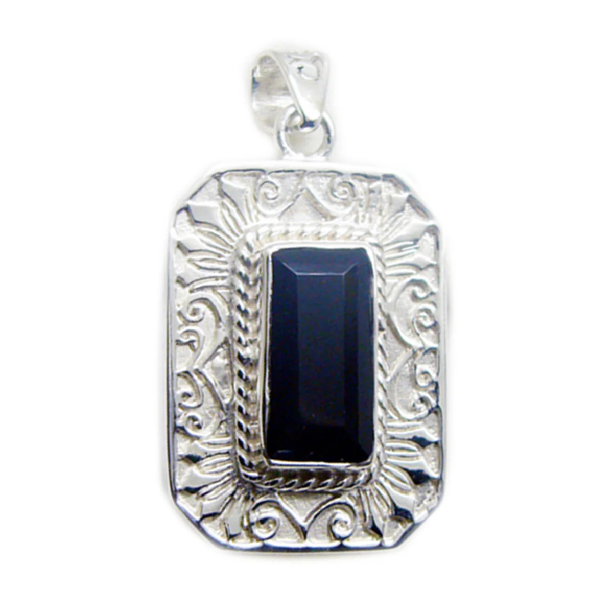 Black Onyx Essential Spanish Silver Solitaire Zoe Retro Black Pendant Jewelry - Image 2