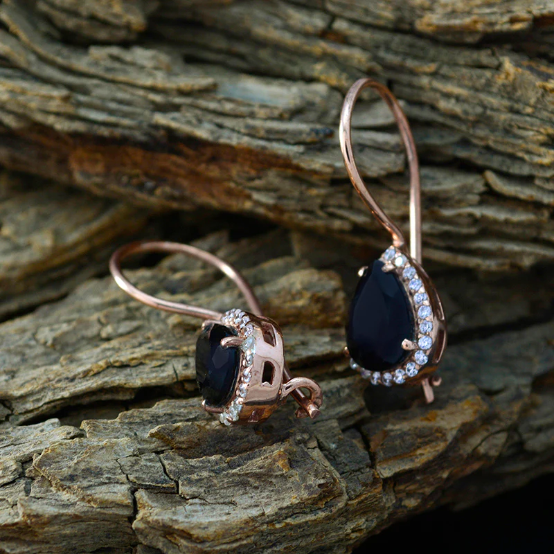 Black Onyx French Ellie multiple Dangle Black 92.5 Silver Earring - Image 3