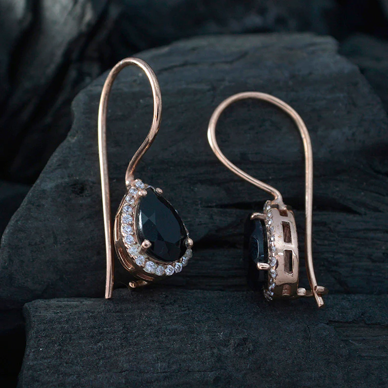Black Onyx French Ellie multiple Dangle Black 92.5 Silver Earring - Image 4