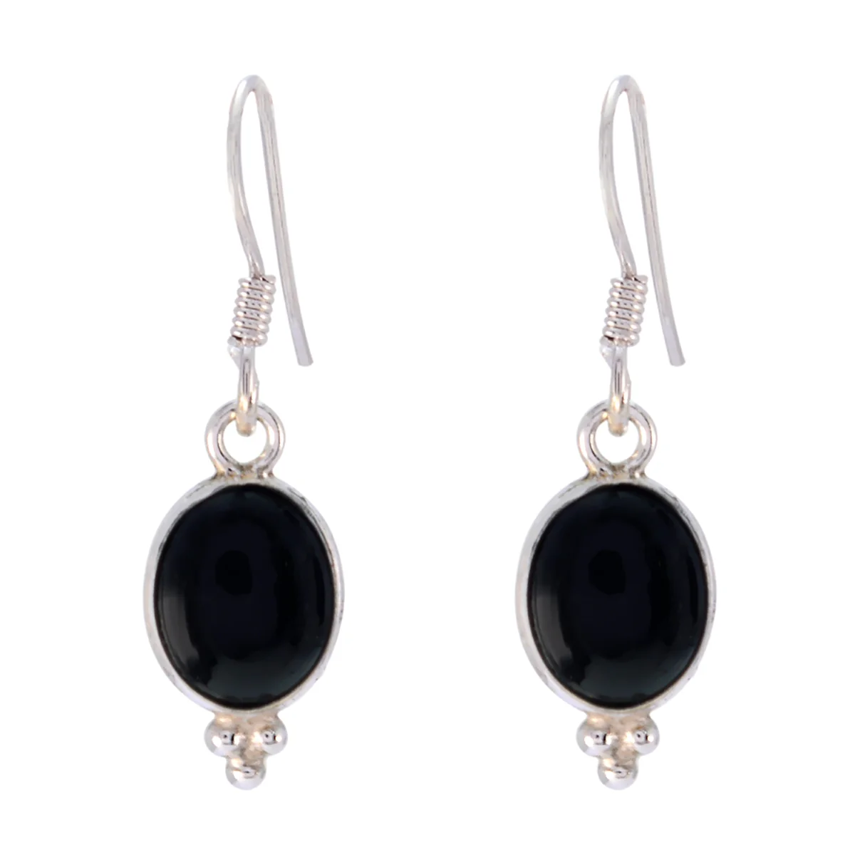 Black Onyx French Valentina multiple Dangle Black Sterling Silver Earring
