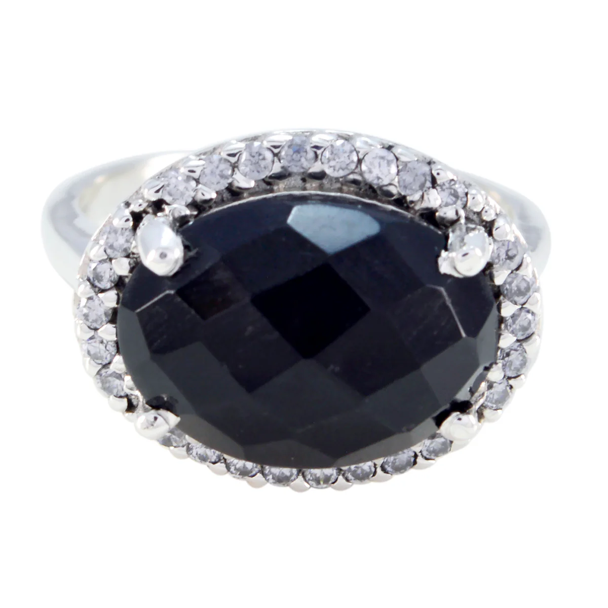 Black Onyx Halo German 925 Sterling Silver Black Gems Versatile Modern Ring Jewellery - Image 2