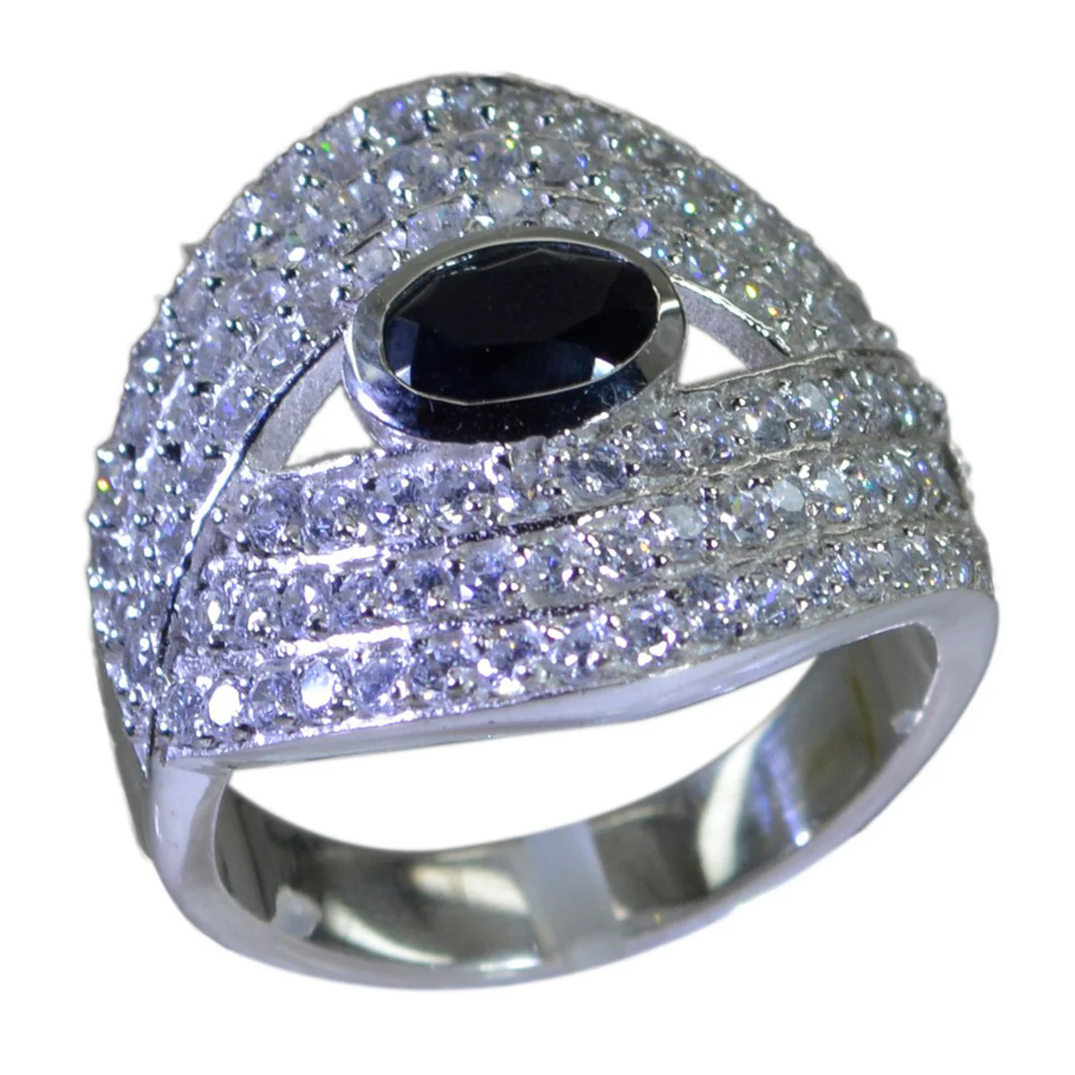 Black Onyx Halo Indian Sterling Silver Black Gemstones Versatile Abstract Ring Jewellery