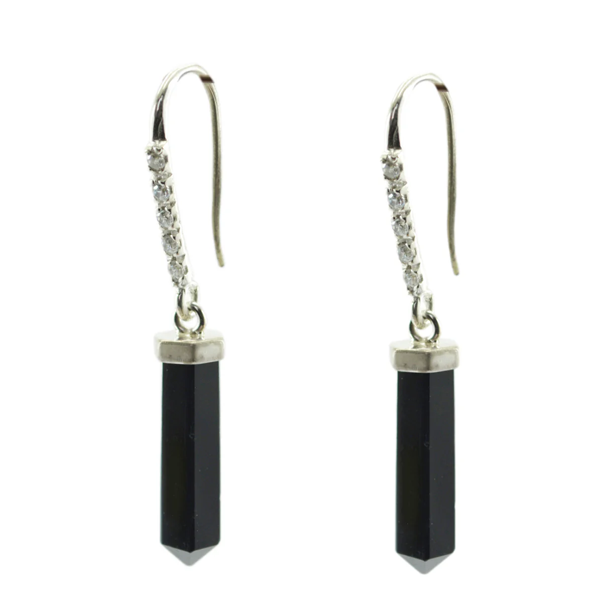 Black Onyx Italian Haruka multiple Dangle Black Sterling Silver Earring