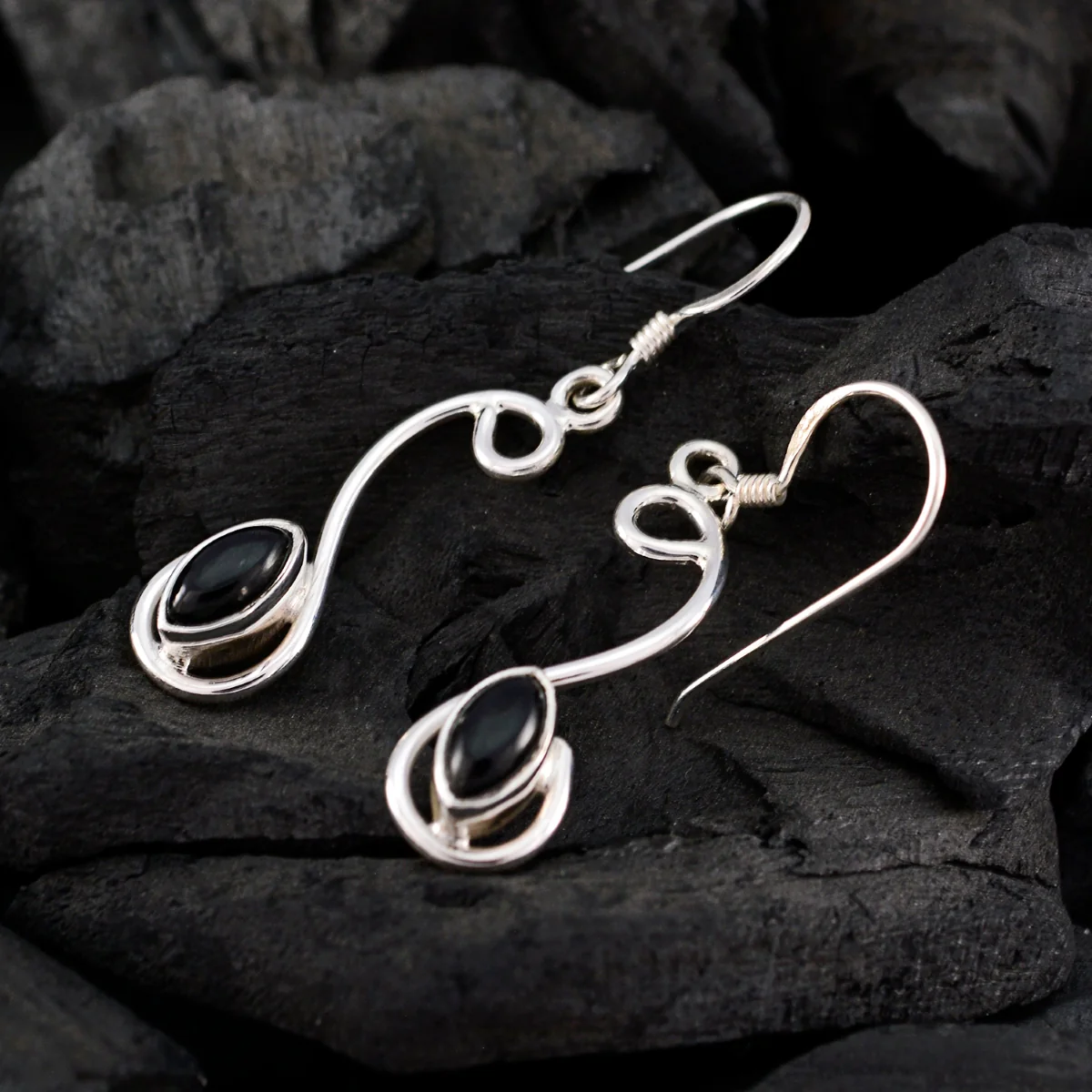 Black Onyx Japanese Lucia multiple Dangle Black 925 Sterling Silver Earring - Image 4