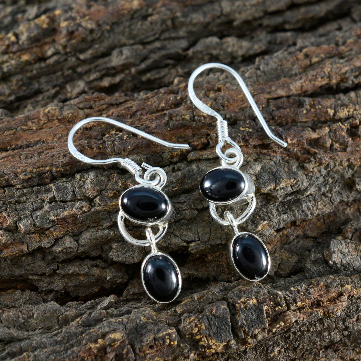 Black Onyx Japanese Micaela multiple Dangle Black Silver Earring - Image 3