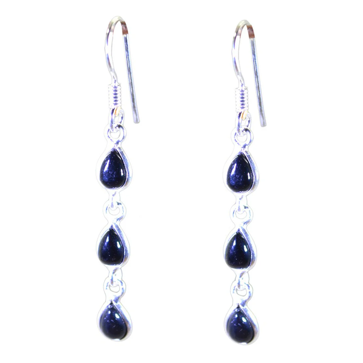 Black Onyx Korean Victoria multiple Dangle Black 925 Silver Earring