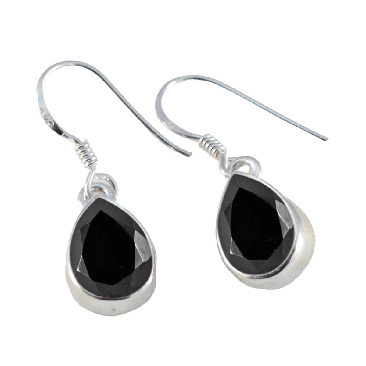 Black Onyx Latin American Hye-jin Solitaire Dangle Black Sterling Silver Earring - Image 2