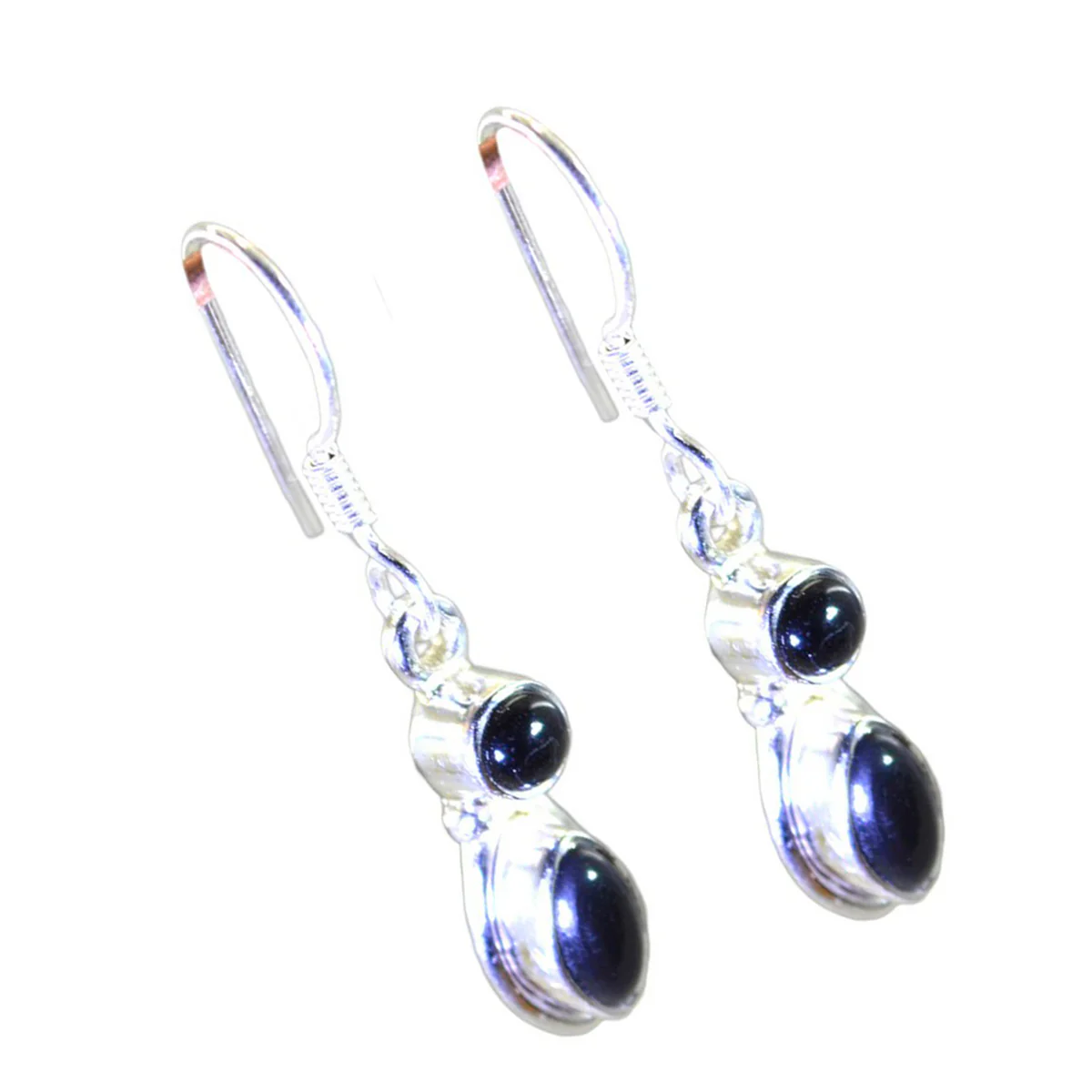 Black Onyx Middle Eastern Agnes multiple Dangle Black Sterling Silver Earring - Image 2