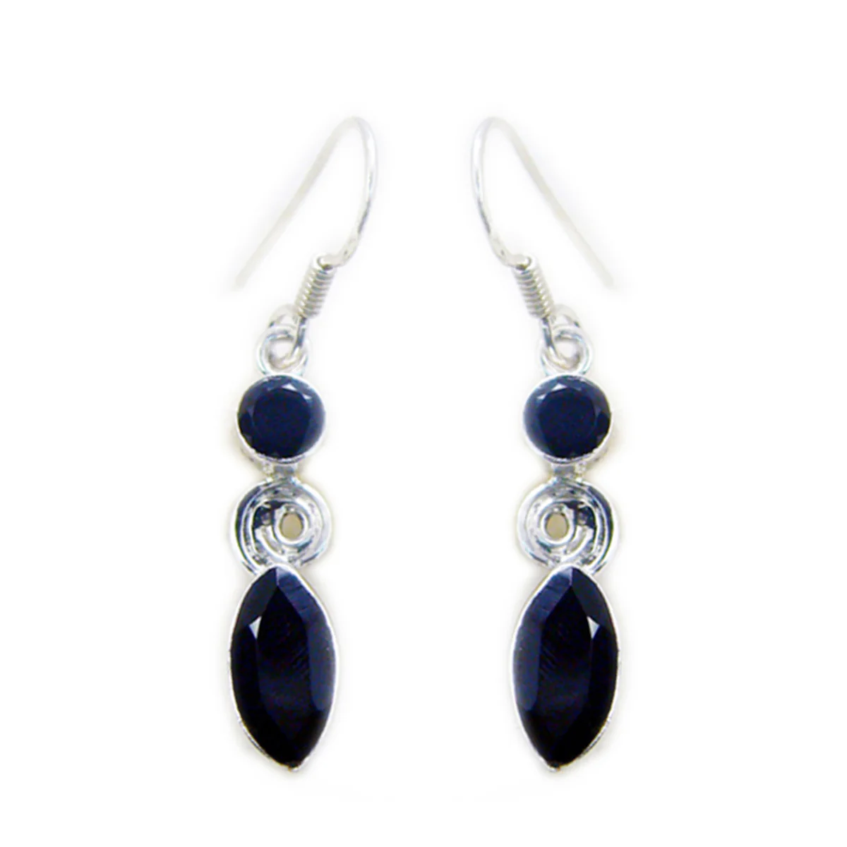 Black Onyx Middle Eastern Katarina multiple Dangle Black Silver Earring