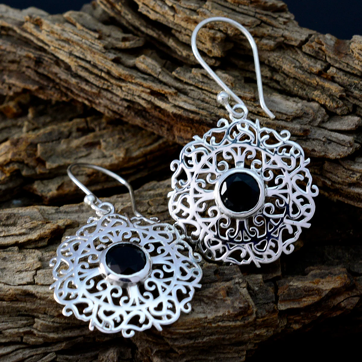Black Onyx Middle Eastern Marie Solitaire Dangle Black 925 Sterling Silver Earring - Image 3