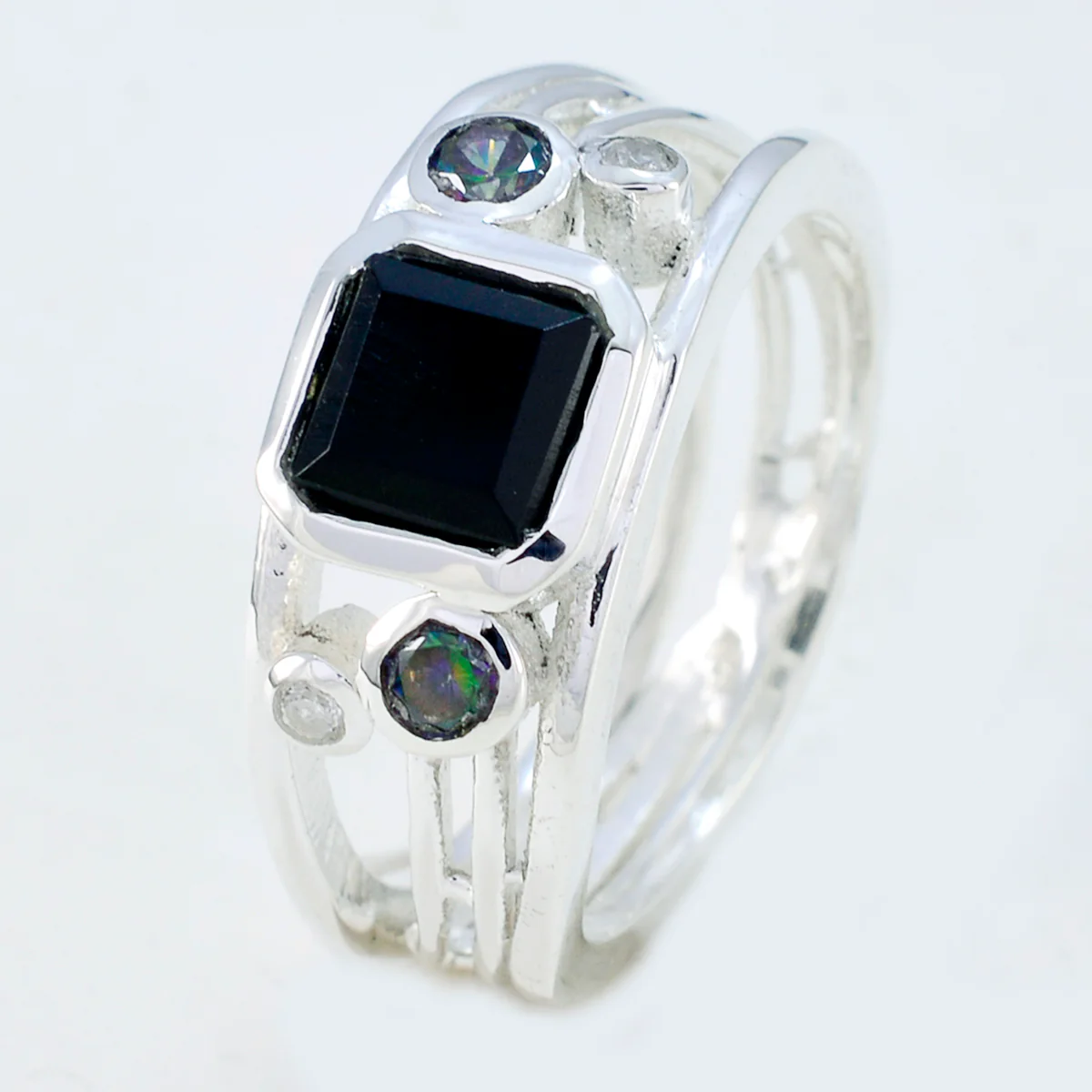 Black Onyx Penta Egyptian 92.5 Silver Black Gemstones Minimal Contemporary Ring Jewelry - Image 2