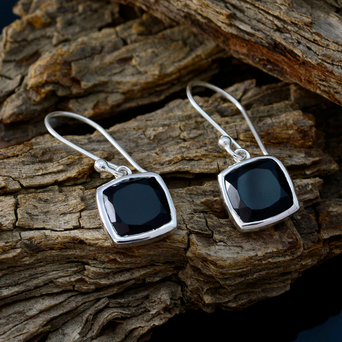 Black Onyx Russian Riley Solitaire Dangle Black 925 Sterling Silver Earring - Image 3