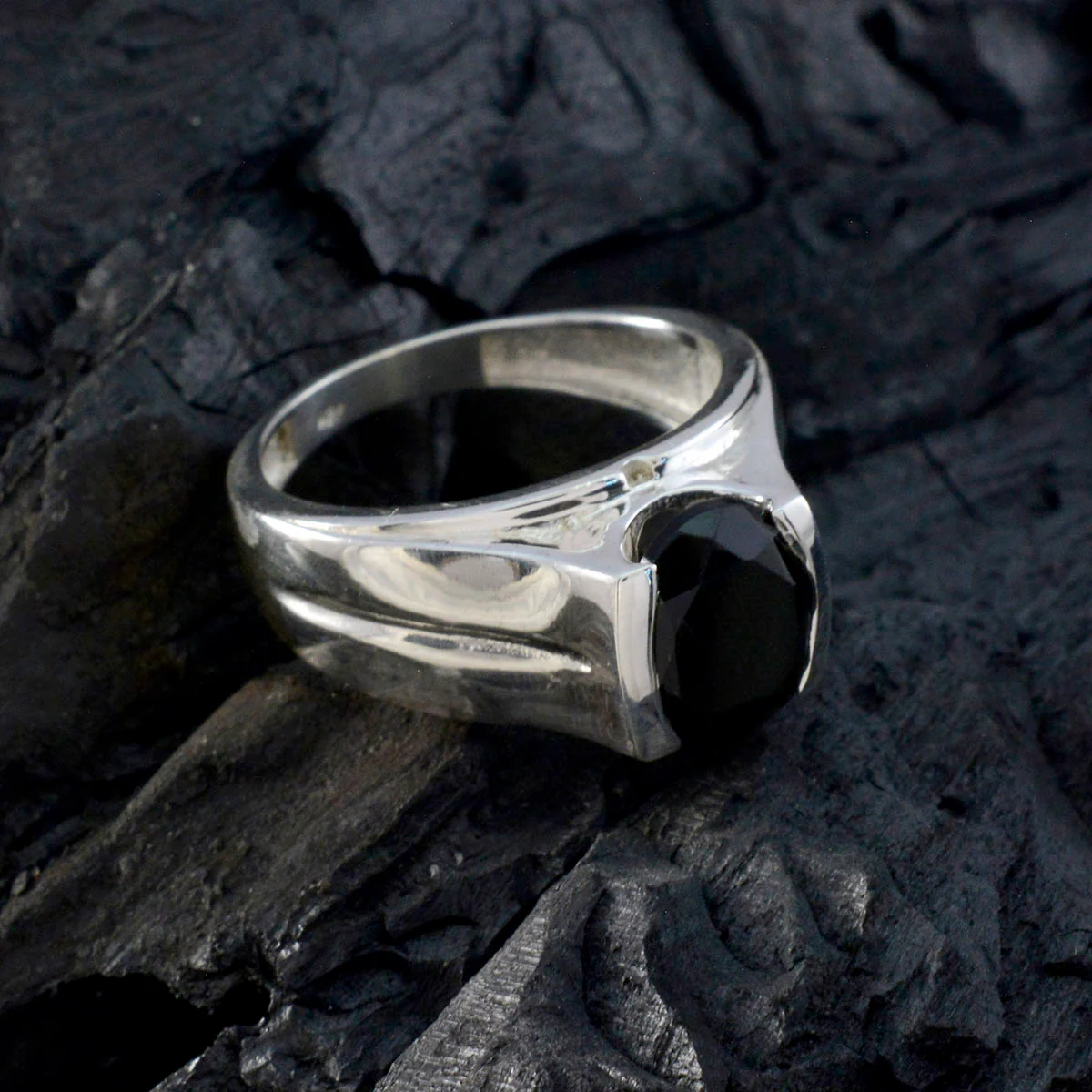 Black Onyx Solitaire African 925 Silver Black Gems Versatile Heritage Ring Jewellery - Image 4