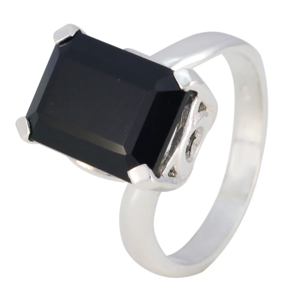 Black Onyx Solitaire African 925 Sterling Silver Black Gems Mid-weight Feminine Ring Jewelry