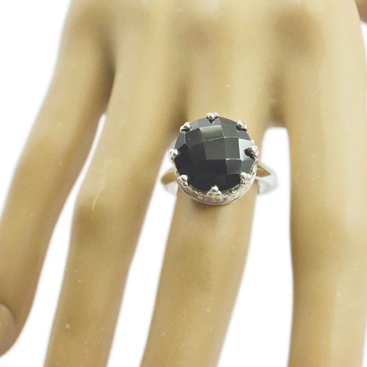 Black Onyx Solitaire African Silver Black Gemstones Classic Art Deco Ring Jewellery - Image 2