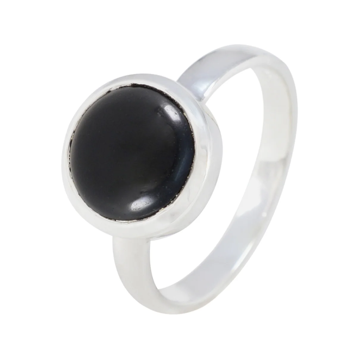 Black Onyx Solitaire African Sterling Silver Black Gemstones Slim Sophisticated Ring Jewellery - Image 2