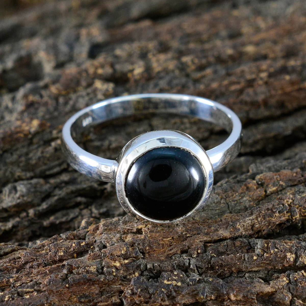 Black Onyx Solitaire African Sterling Silver Black Gemstones Slim Sophisticated Ring Jewellery - Image 3