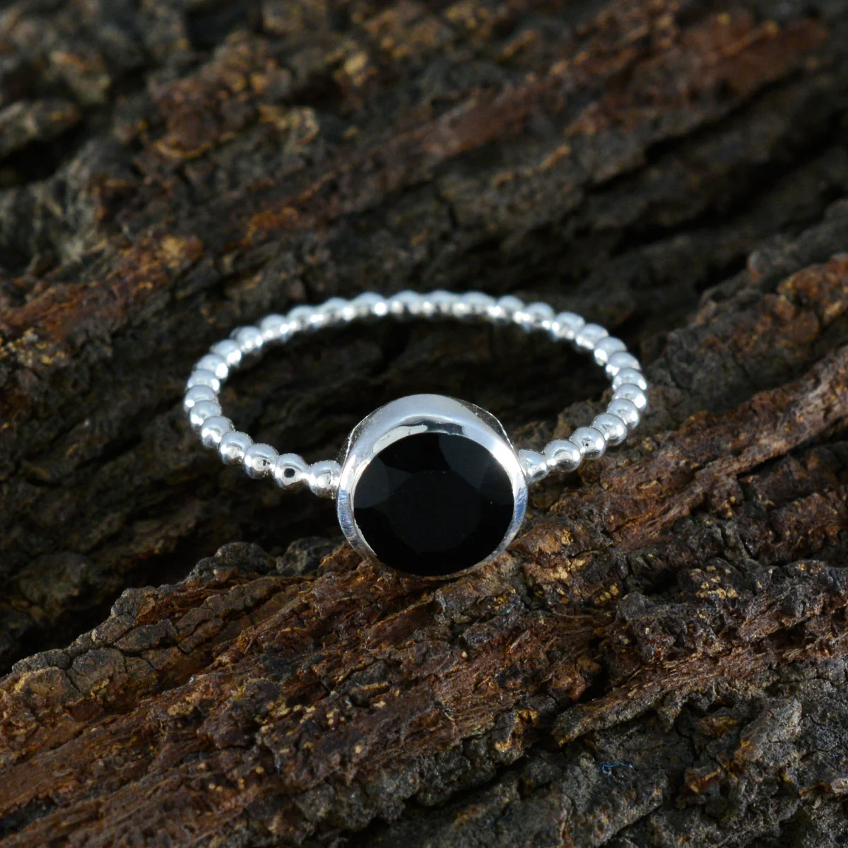 Black Onyx Solitaire American 92.5 Silver Black Gems Delicate Twist Ring Jewellery - Image 3