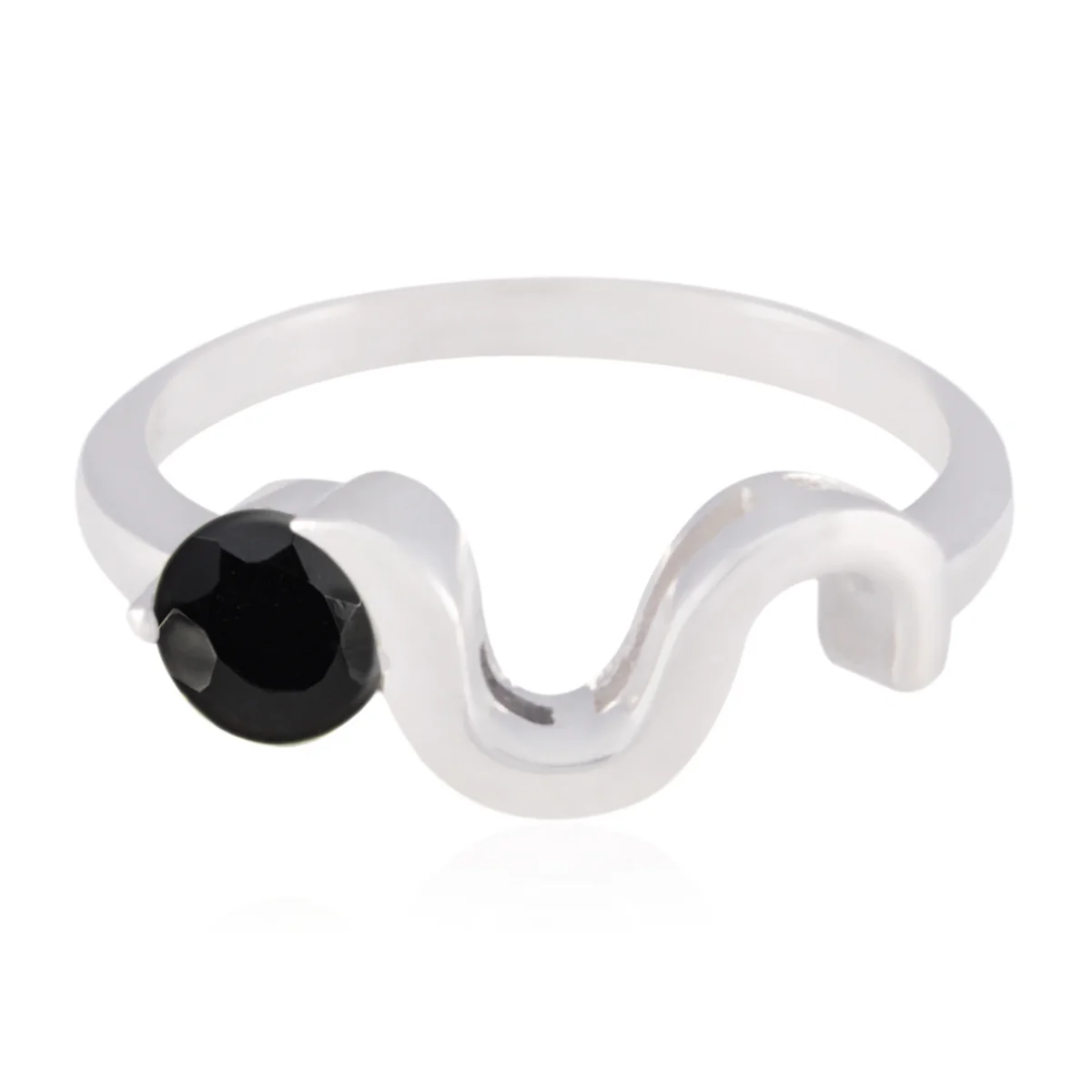 Black Onyx Solitaire American Silver Black Gemstone Whisper-thin Graceful Ring Jewelry