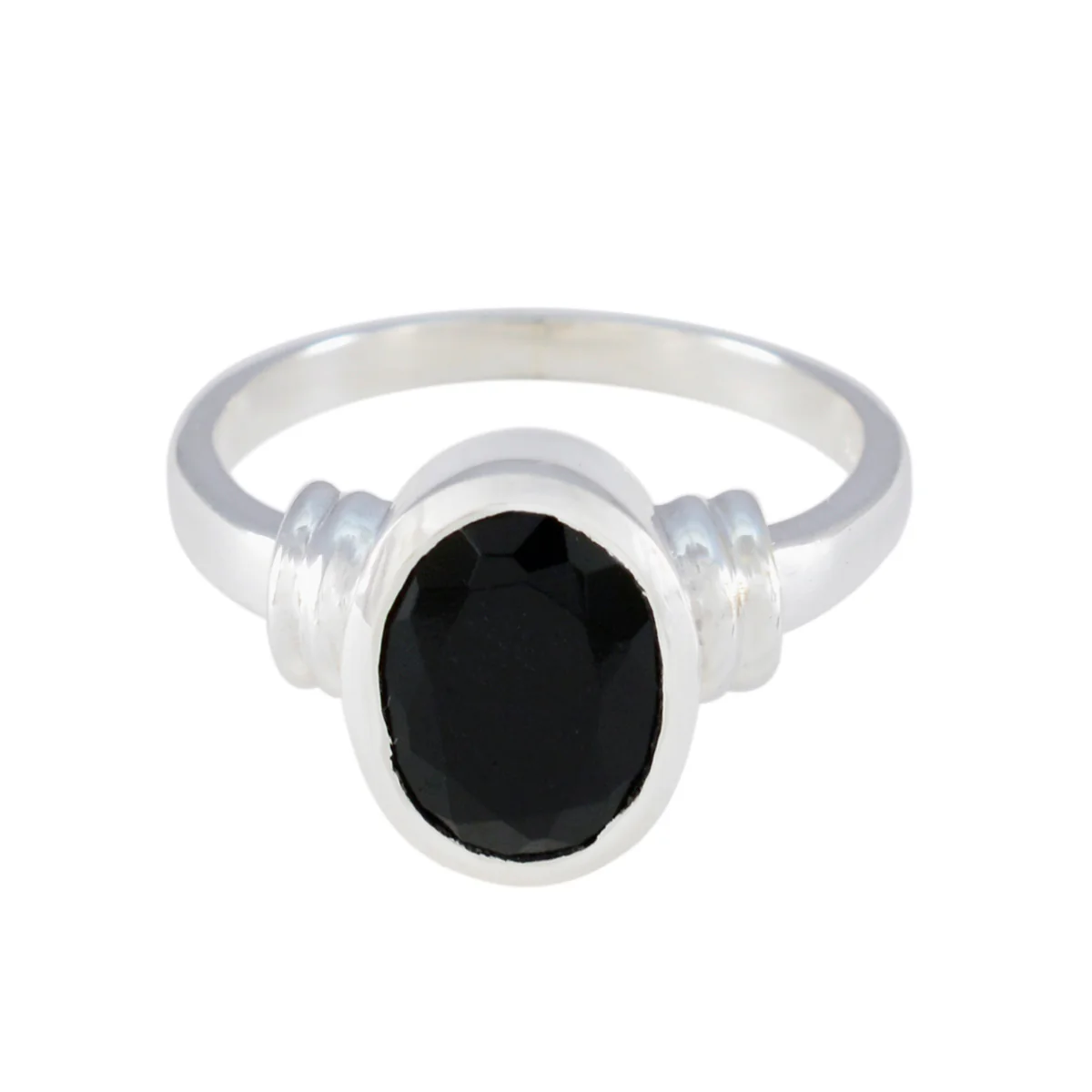 Black Onyx Solitaire Egyptian 92.5 Silver Black Gems Mid-weight Sophisticated Ring Jewellery