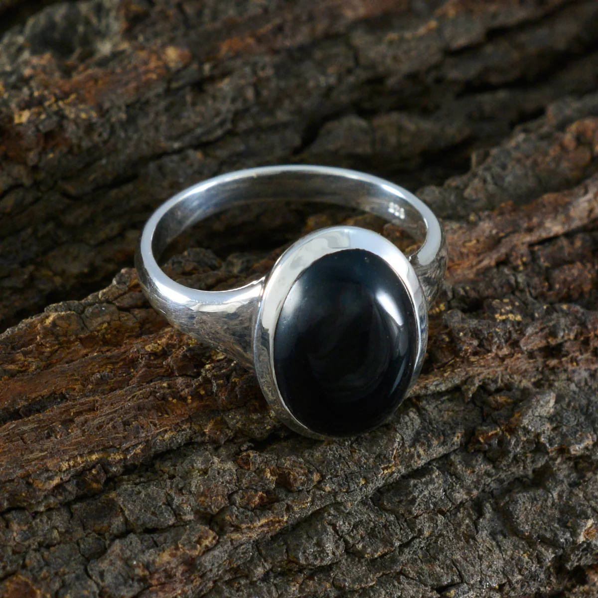 Black Onyx Solitaire French 925 Silver Black Gemstones Minimal Trendy Ring Jewellery - Image 4