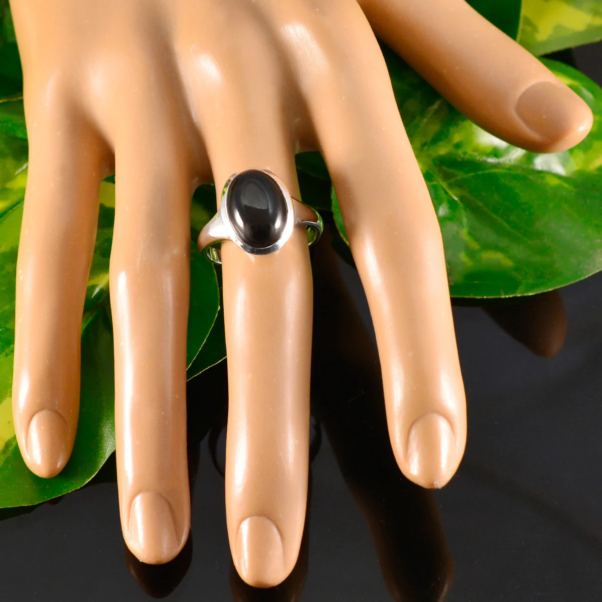 Black Onyx Solitaire French 925 Silver Black Gemstones Minimal Trendy Ring Jewellery - Image 6
