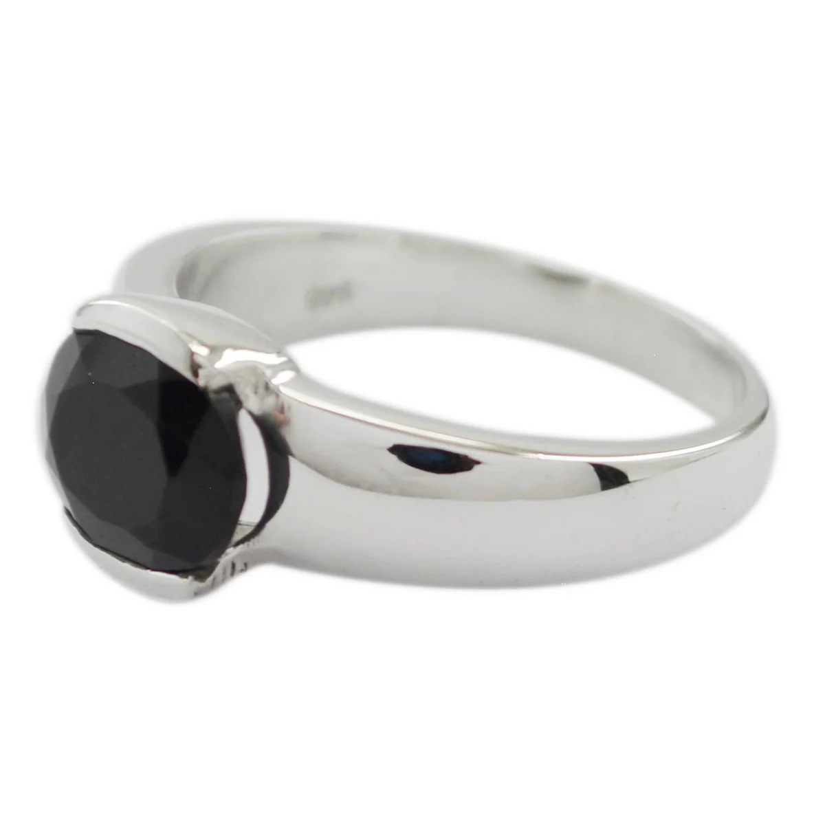 Black Onyx Solitaire French Sterling Silver Black Gemstone Mid-weight Fairytale Ring Jewelry - Image 2