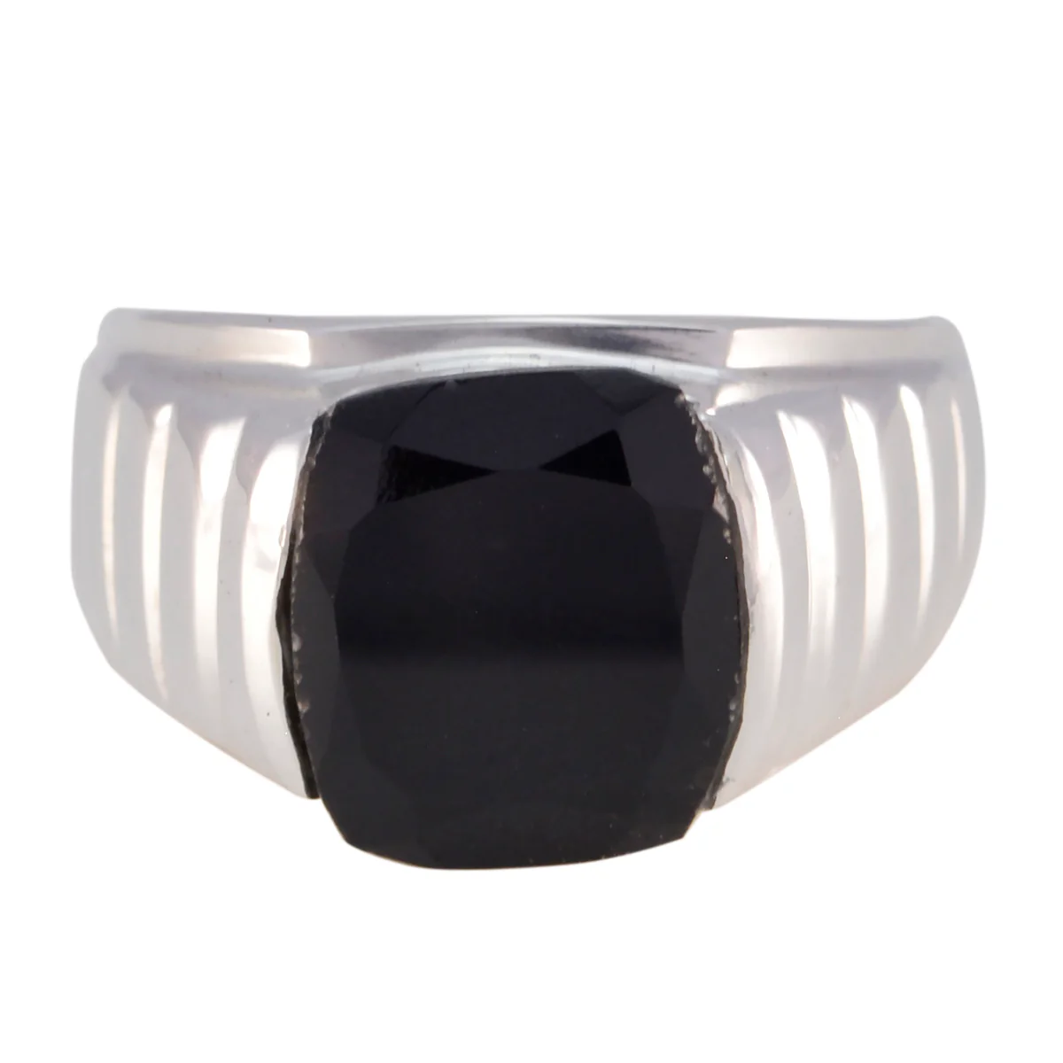 Black Onyx Solitaire German Silver Black Gemstones Versatile Armor Ring Jewelry - Image 2
