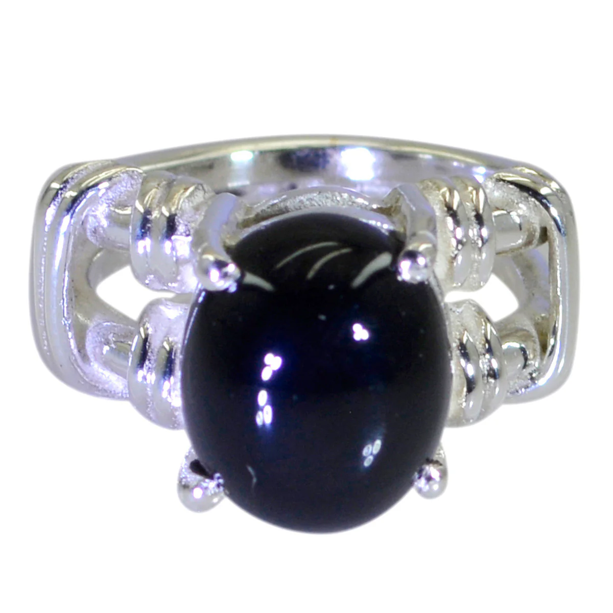 Black Onyx Solitaire Middle Eastern Silver Black Gems Eye-catching Rope-Wire Ring Jewellery - Image 2