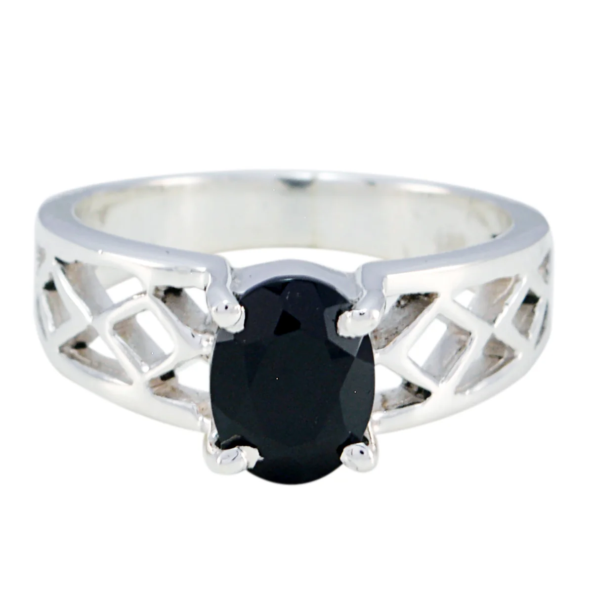 Black Onyx Solitaire Middle Eastern Silver Black Gemstone Slim Rope-Wire Ring Jewelry - Image 3