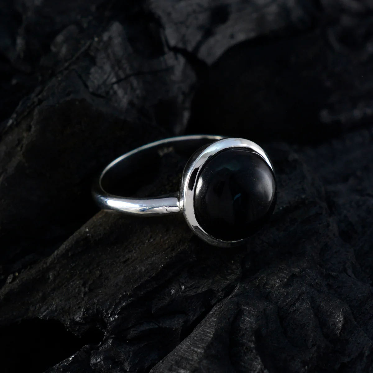 Black Onyx Solitaire Moroccan Silver Black Gemstone Tiny Glamorous Ring Jewellery - Image 4