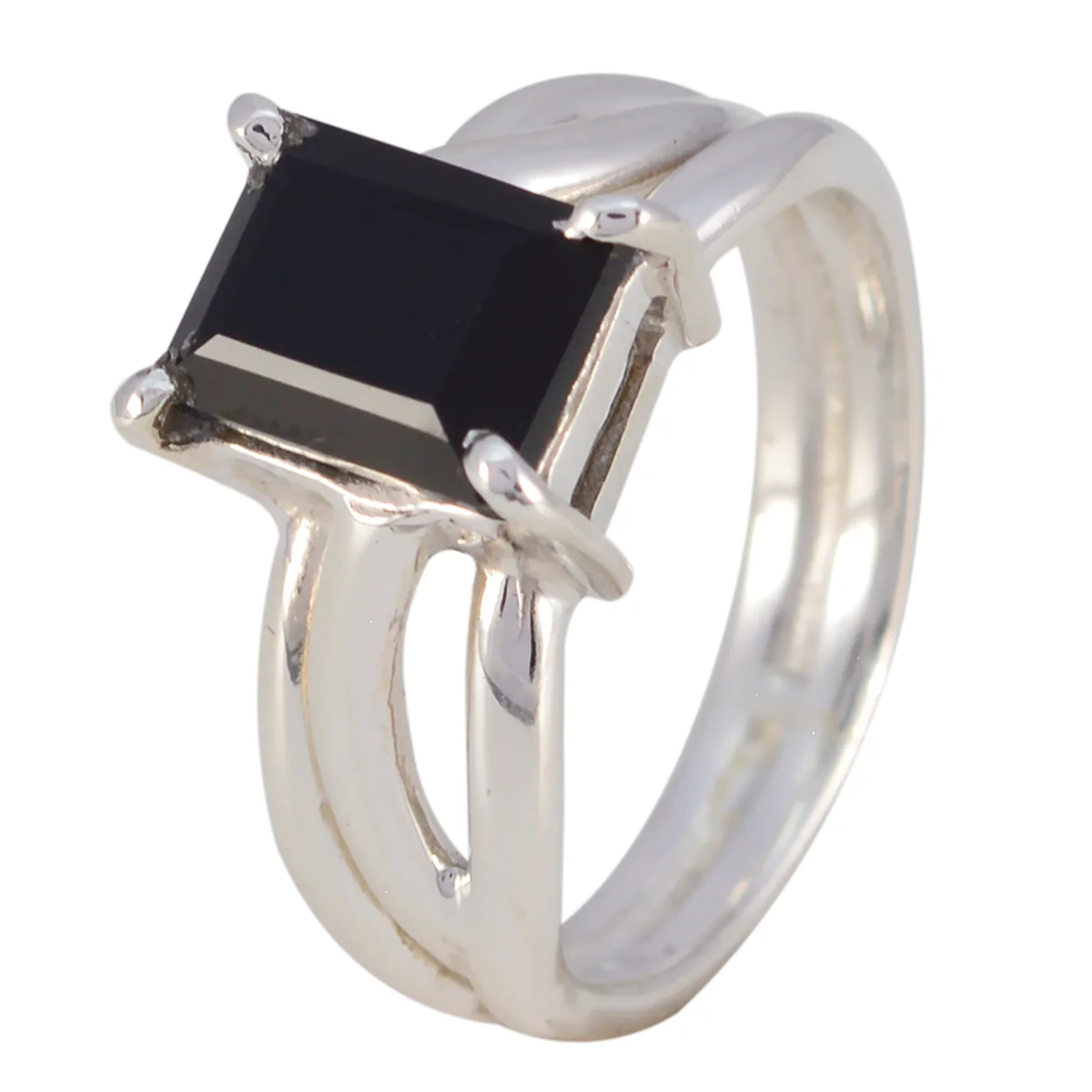 Black Onyx Solitaire Moroccan Sterling Silver Black Gems Minimal Feminine Ring Jewelry - Image 3