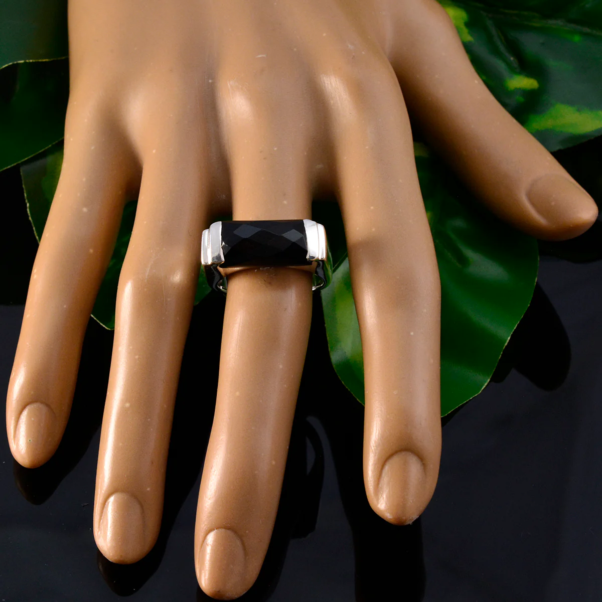 Black Onyx Solitaire Russian 925 Sterling Silver Black Gemstone Essential Abstract Ring Jewelry - Image 5