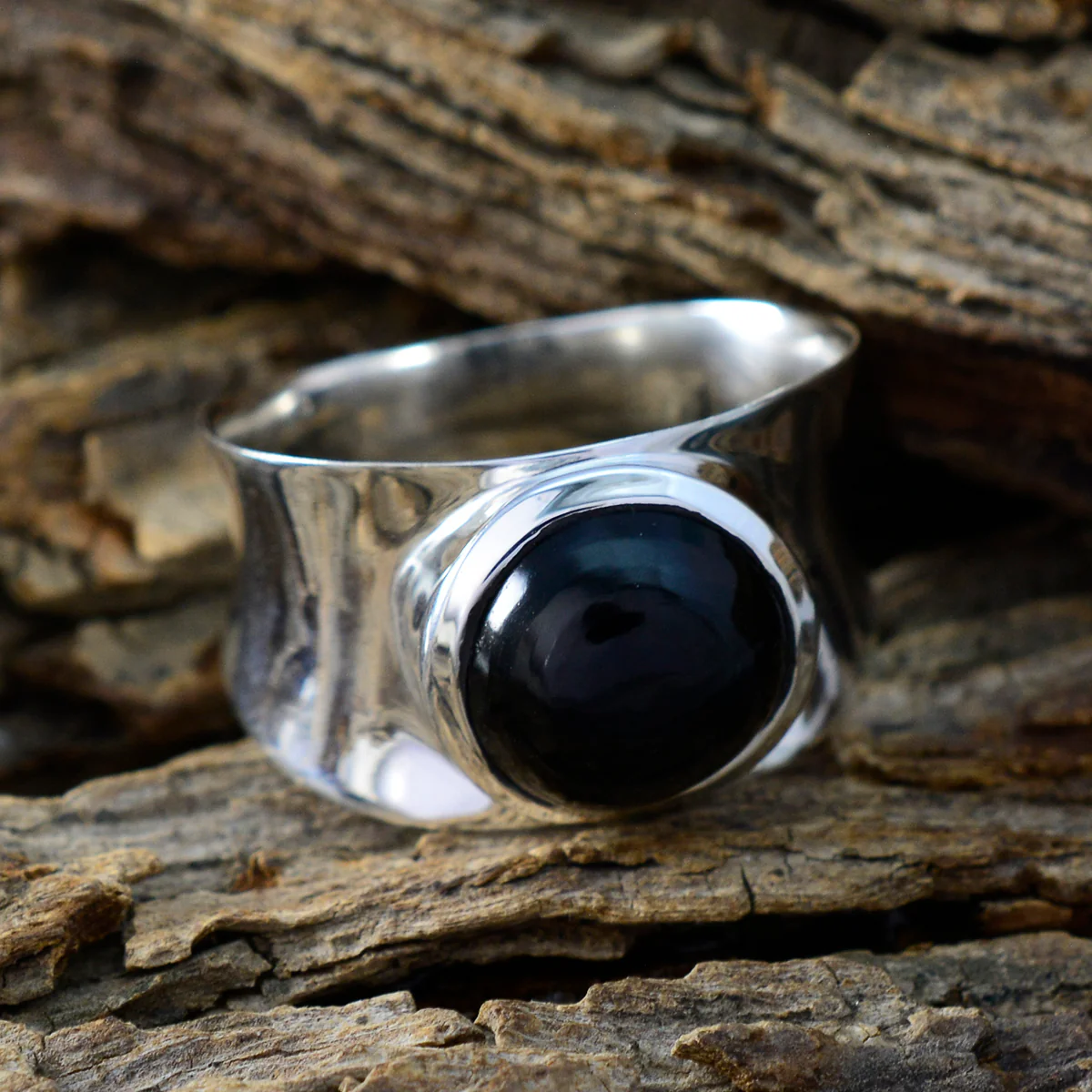 Black Onyx Solitaire Spanish 925 Sterling Silver Black Gems Edgy Armor Band Jewelry - Image 3
