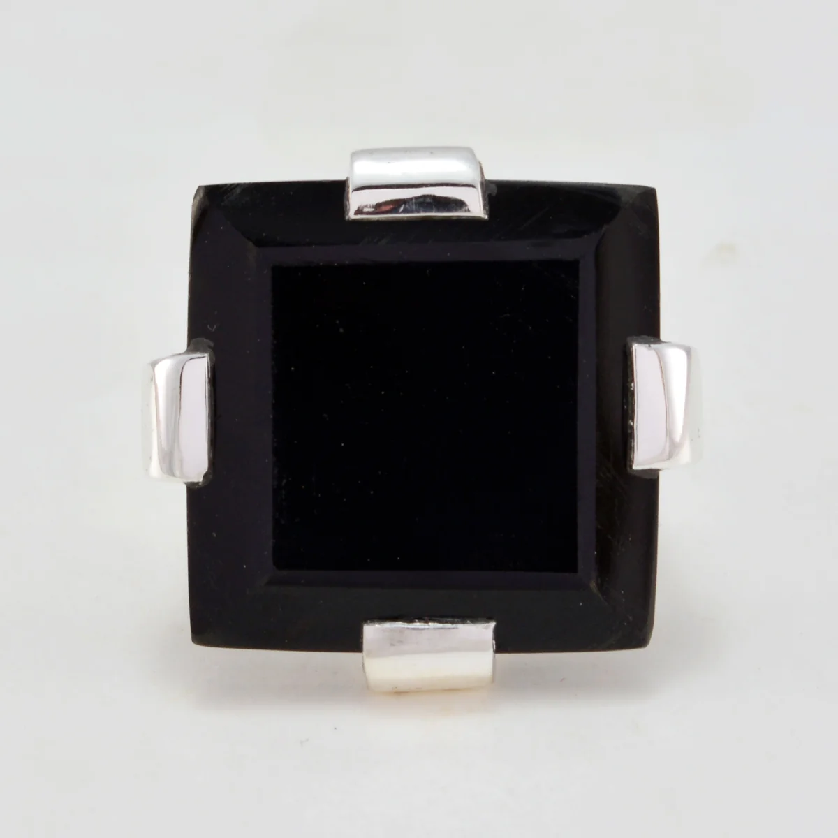 Black Onyx Solitaire Spanish 925 Sterling Silver Black Gemstone Chunky Artisan Ring Jewellery - Image 3