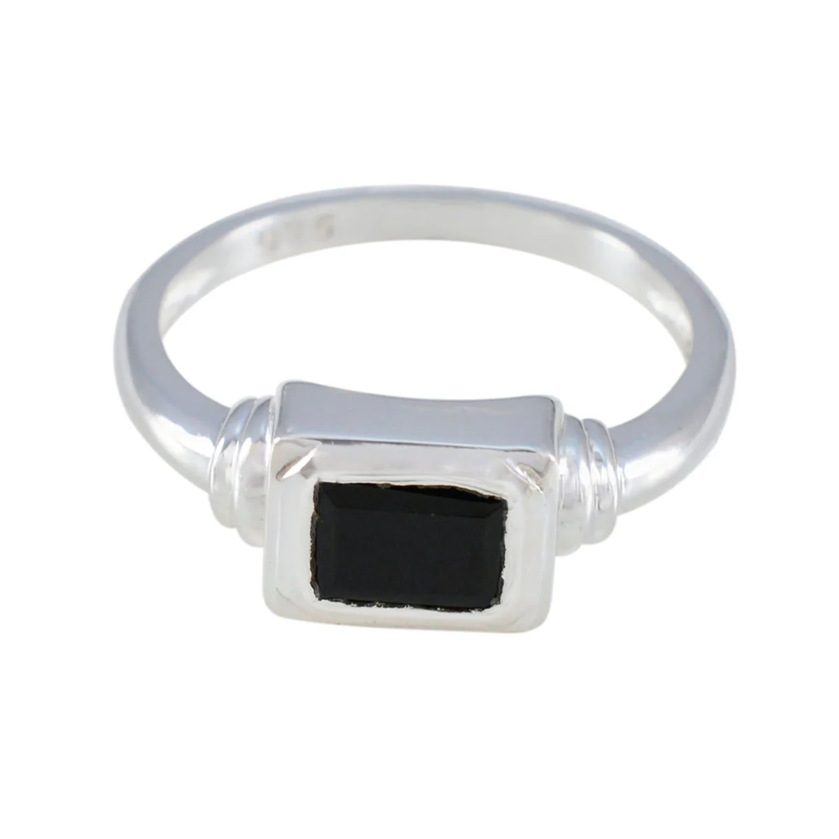 Black Onyx Solitaire Turkish 925 Silver Black Gems Whisper-thin Sophisticated Ring Jewellery