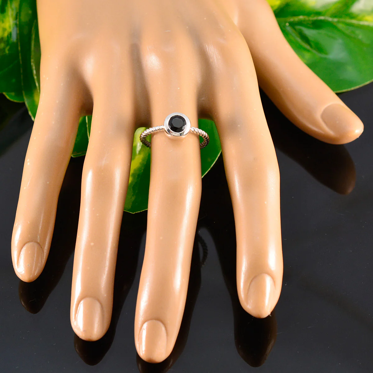 Black Onyx Solitaire Turkish 925 Sterling Silver Black Gemstone Delicate Contemporary Ring Jewellery - Image 5