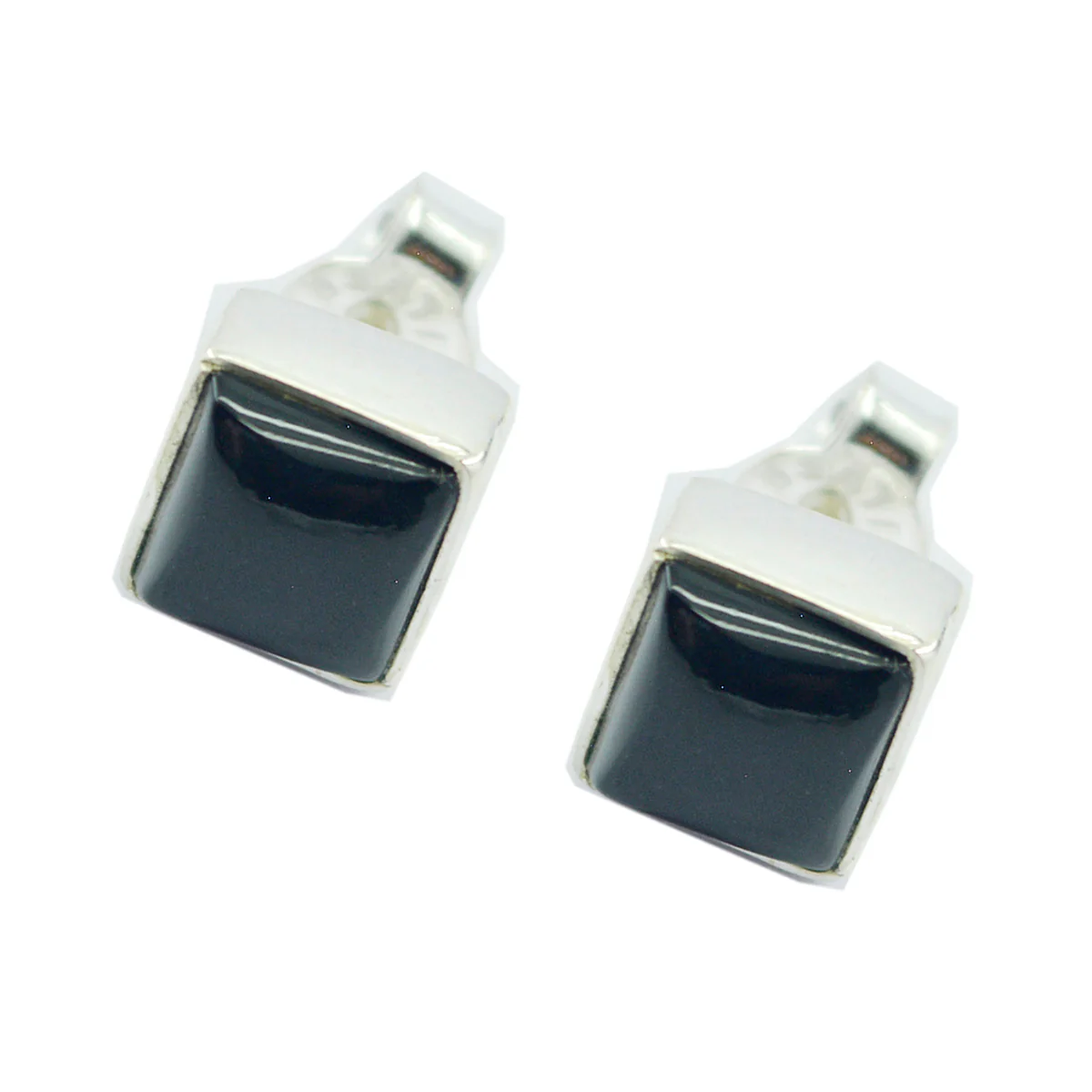 Black Onyx Turkish Genesis Solitaire Stud Black 92.5 Silver Earring - Image 3