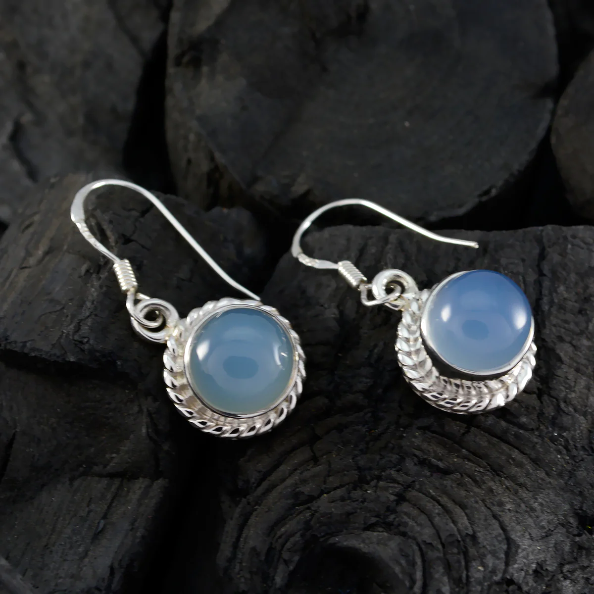 Blue Chalcedony American Dayana multiple Dangle Blue 92.5 Silver Earring - Image 4