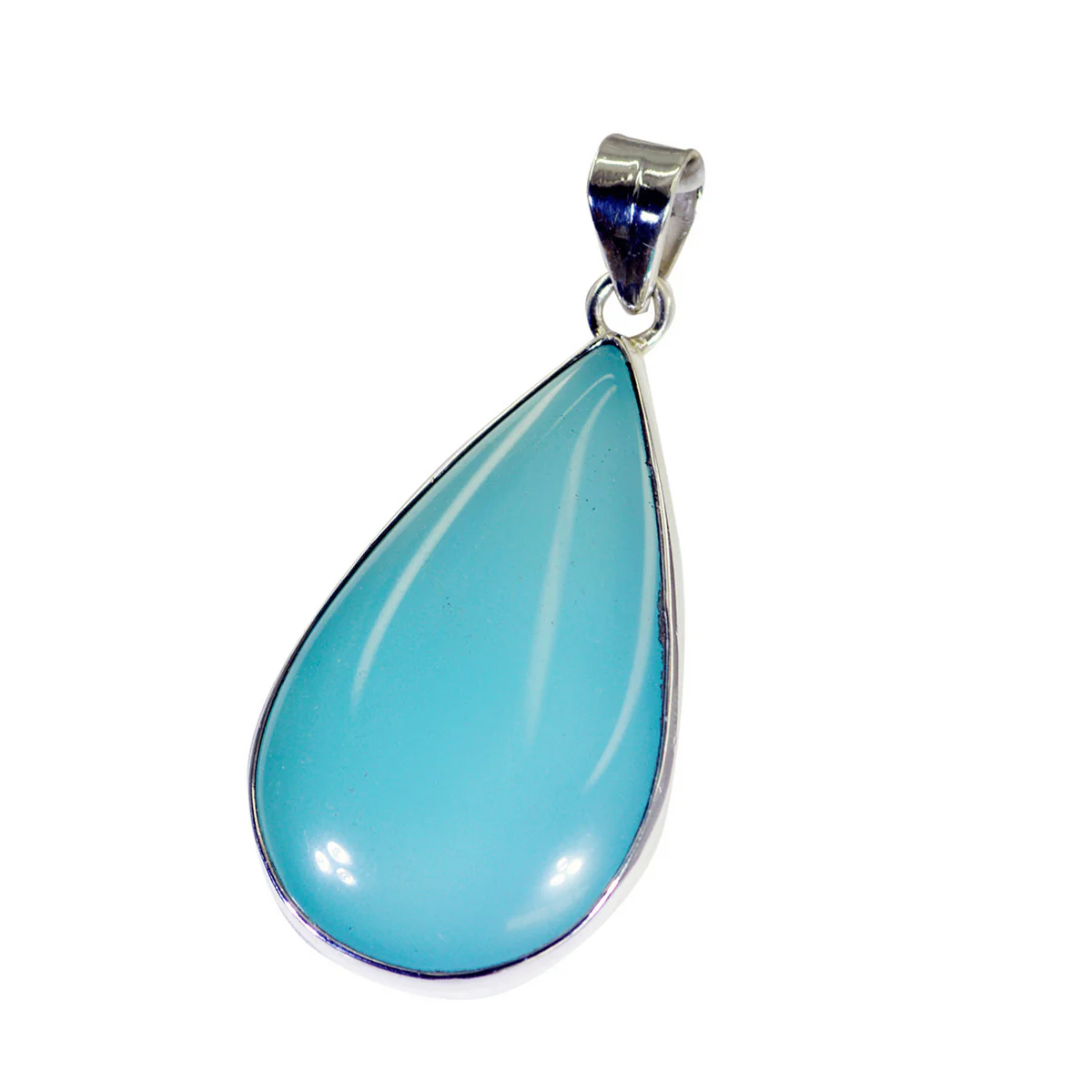 Blue Chalcedony Essential Turkish Sterling Silver Solitaire Alejandra Engagement Blue Pendant Jewellery - Image 3