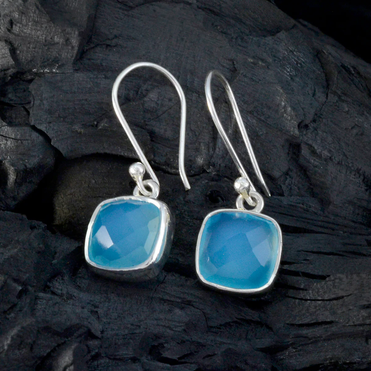Blue Chalcedony Middle Eastern Isabella multiple Dangle Blue 92.5 Silver Earring - Image 2