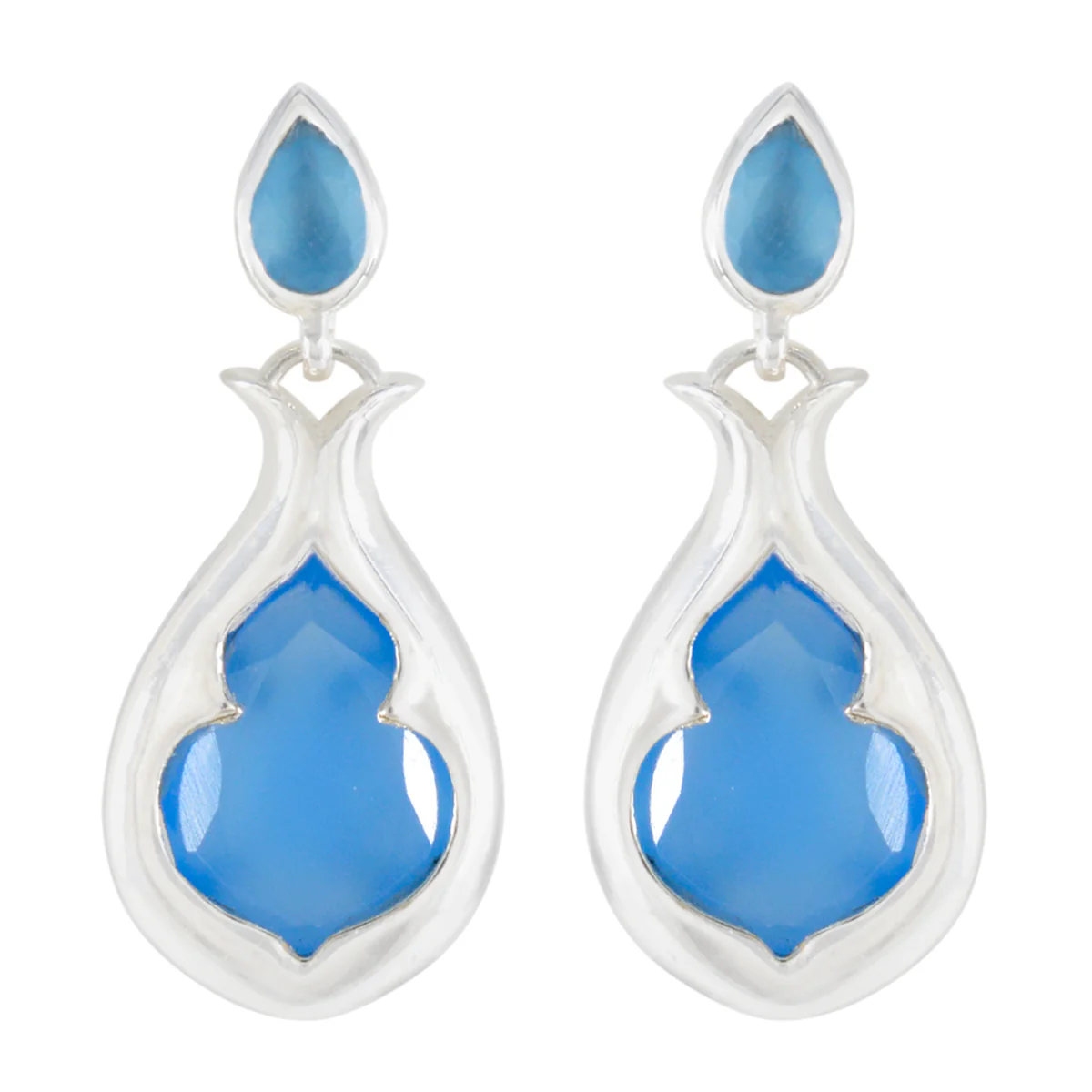 Blue Chalcedony Moroccan Ella Toi et Moi Stud Blue 92.5 Silver Earring