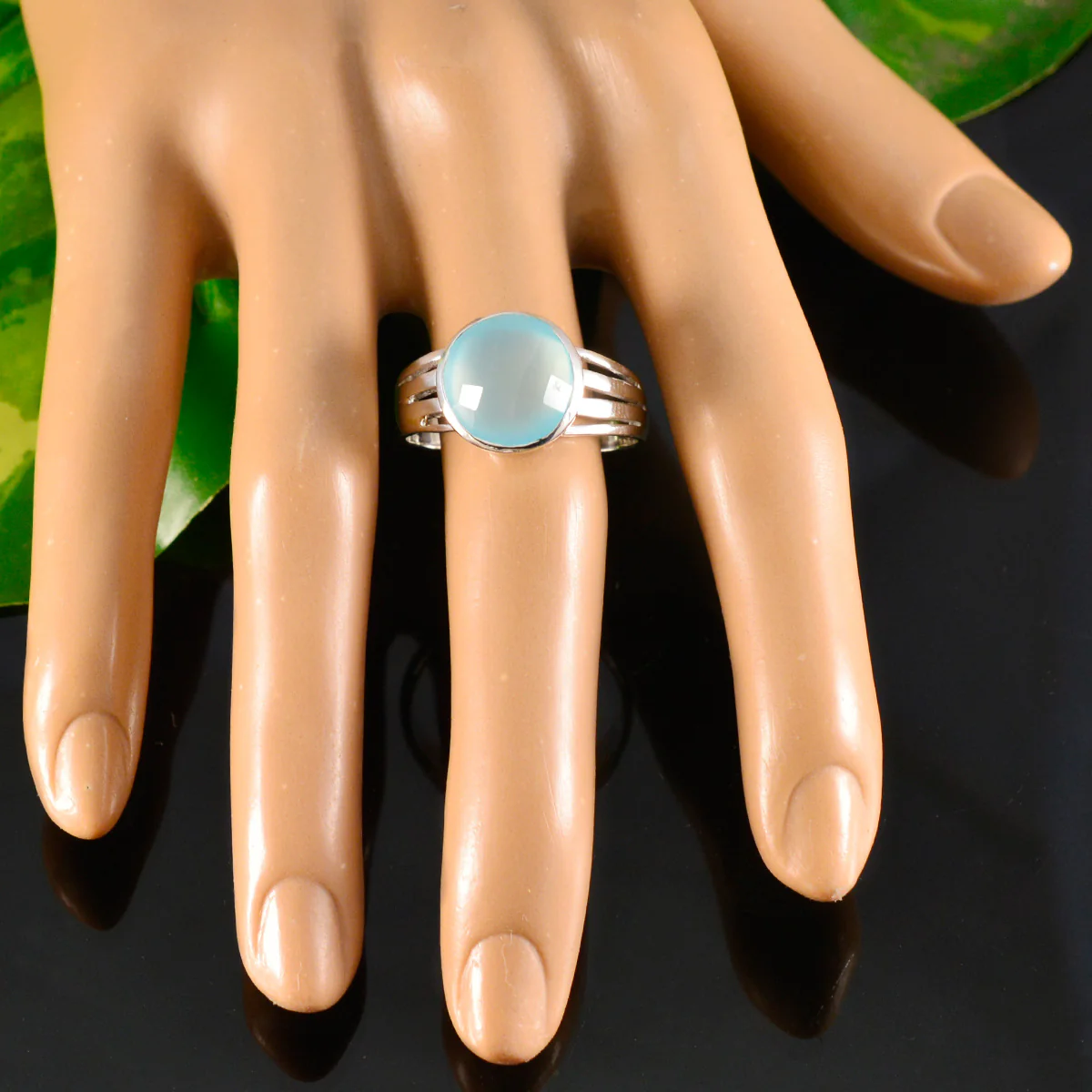Blue Chalcedony Solitaire African 925 Silver Blue Gems Classic Romantic Ring Jewellery - Image 6