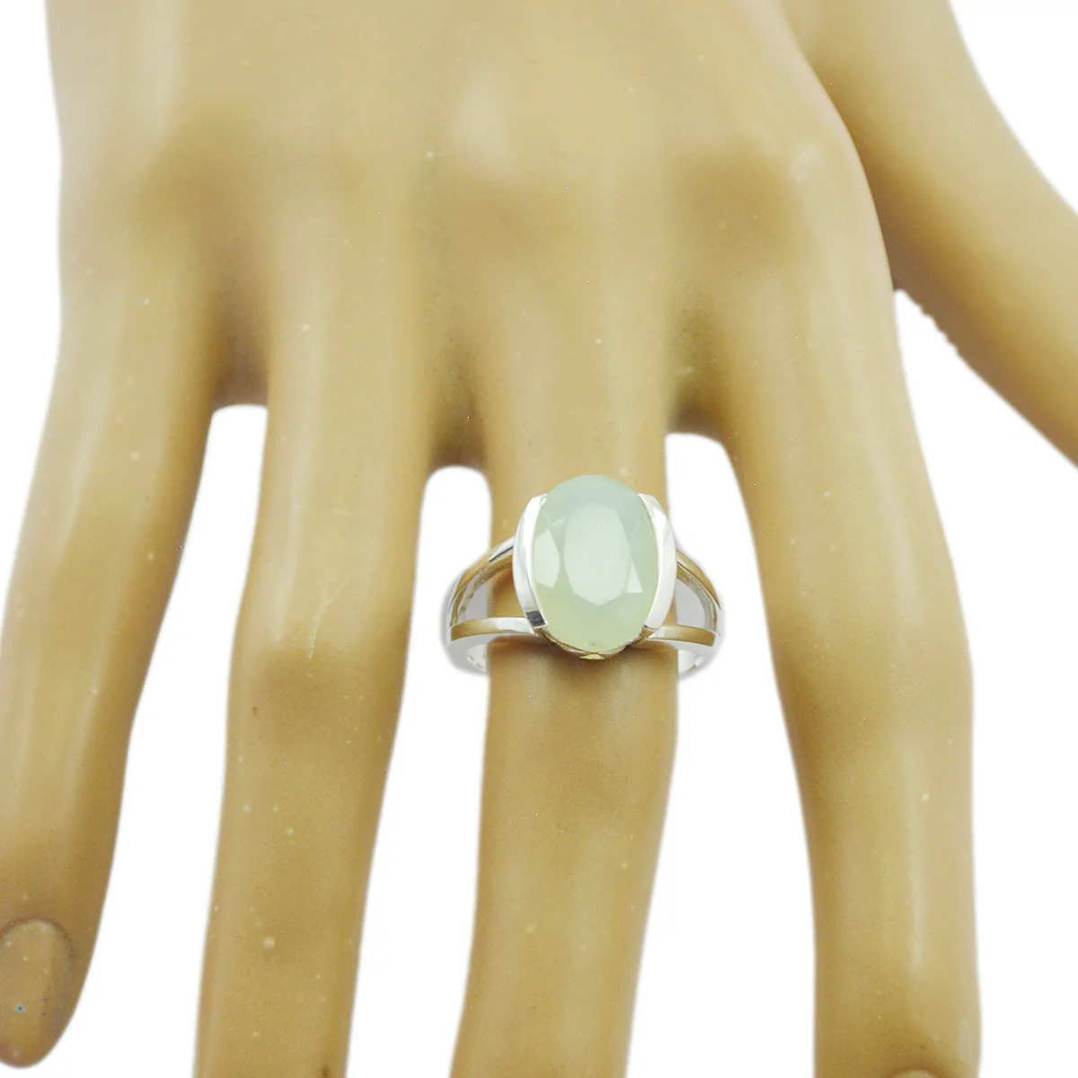 Blue Chalcedony Solitaire German Silver Blue Gems Mid-weight Fairytale Ring Jewellery - Image 2
