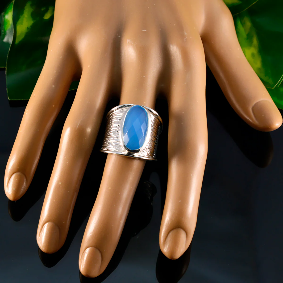 Blue Chalcedony Solitaire Italian Sterling Silver Blue Gemstones Statement Heritage Ring Jewellery - Image 5