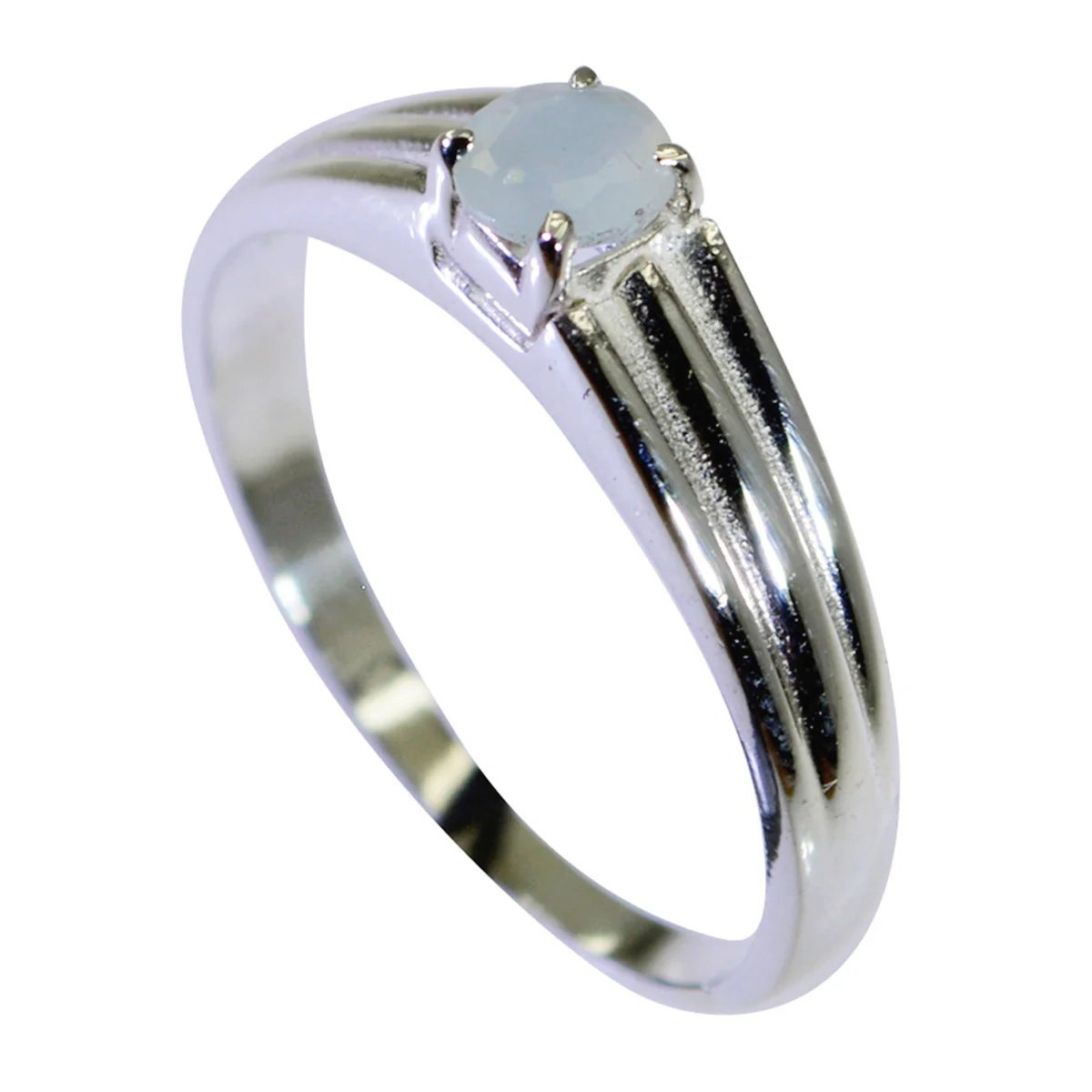 Blue Chalcedony Solitaire Korean Sterling Silver Blue Gemstone Dainty Fairytale Ring Jewelry - Image 3