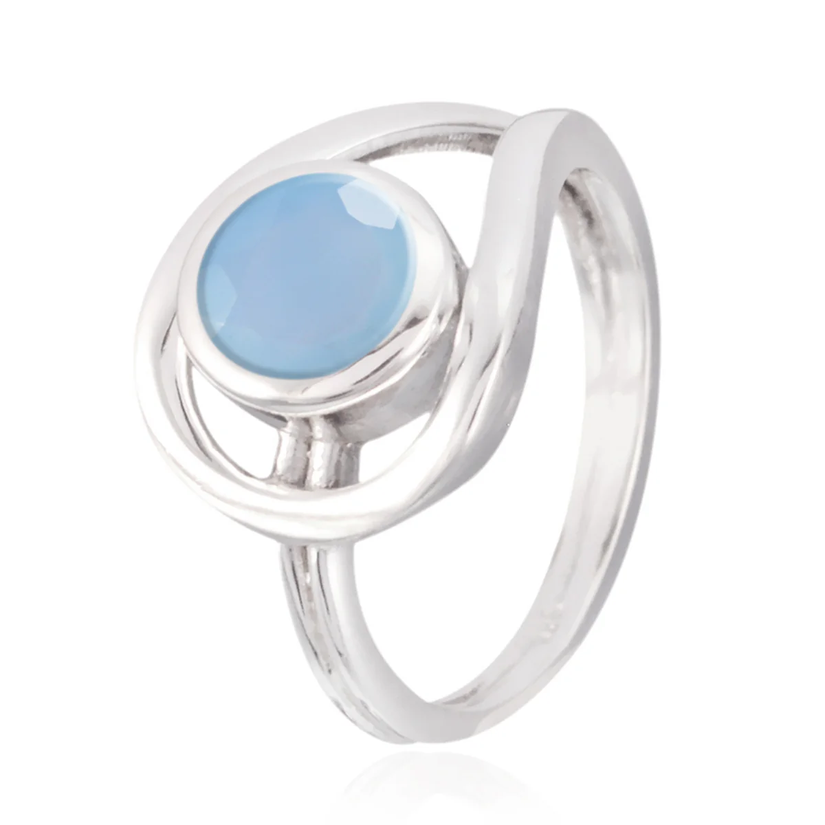 Blue Chalcedony Solitaire Moroccan 92.5 Silver Blue Gems Slim Feminine Ring Jewellery - Image 2